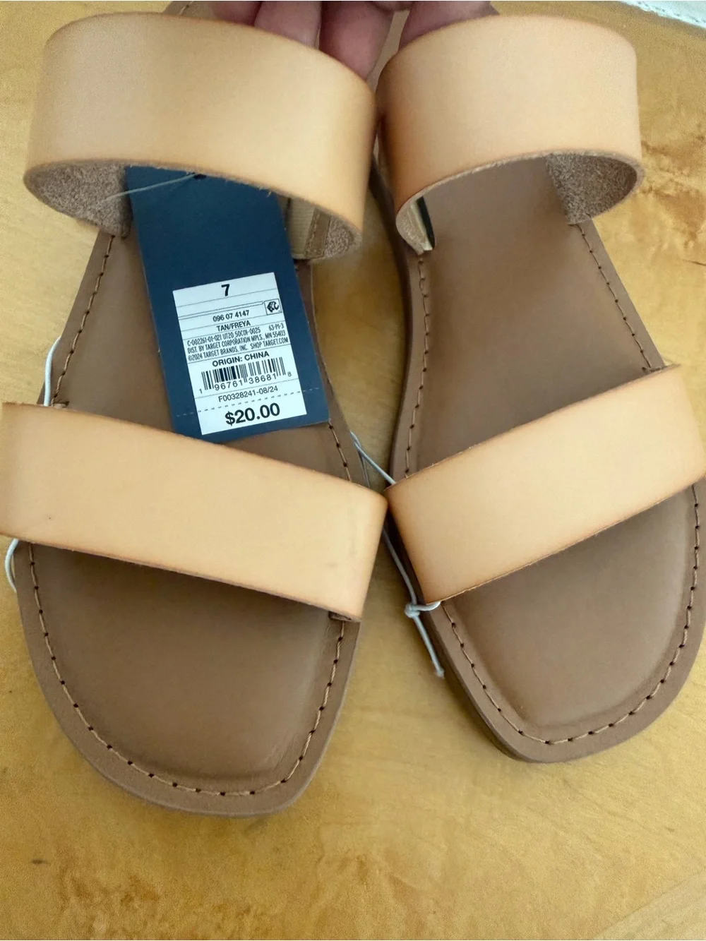 Woman's Universal Thread Tan Double-Strap Slide Sandals - Picture 2 of 3